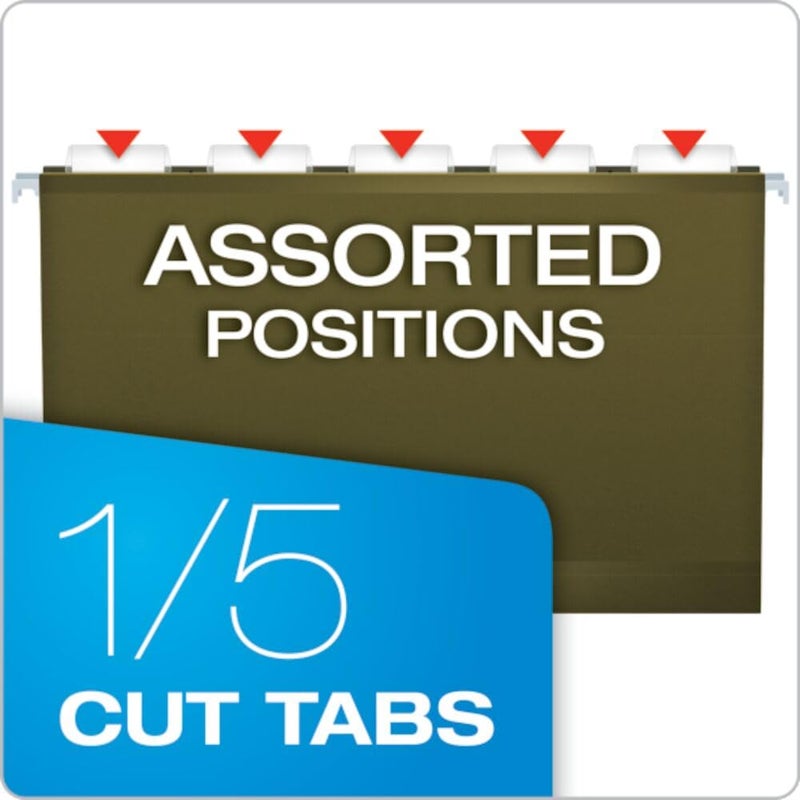 Pendaflex Extra Capacity Reinforced Hanging File Folders, 2", Legal Size, Standard Green, 1/5 Cut, 25/BX (4153x2) - Image 2