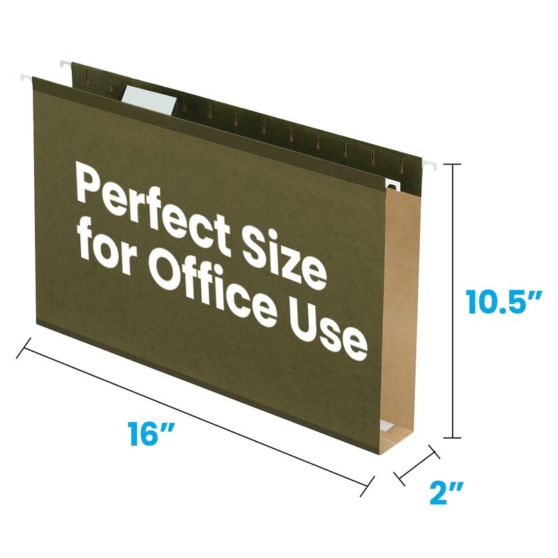 Pendaflex Extra Capacity Reinforced Hanging File Folders, 2", Legal Size, Standard Green, 1/5 Cut, 25/BX (4153x2) - Image 3
