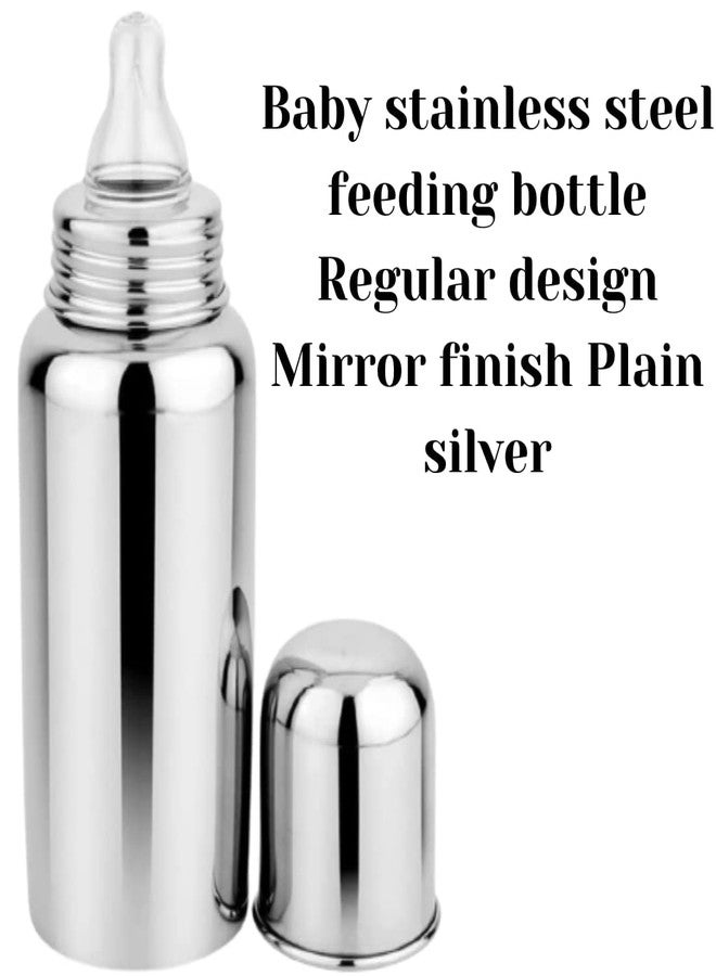 PGD New Born Baby Essential Steel Feeding Utensils Gift Set- Feeding Bottle, Feeder, Bowl, Plate, Idly Spoon, Spoon, Cleaning Brush Set, Sipper and Nipple (200ml Essential Utensils Gift Set) - Image 5