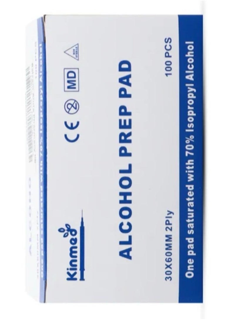 Kinmed 100 PCS Box Alcohol Pads 30*60MM 2Ply  - Image 1