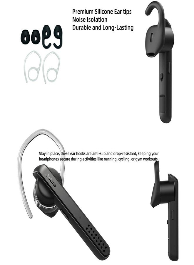 Miayaya Eargels Ear Loops Tips for Jabra Stealth UC Bluetooth Silicone Ear Pieces Compatible for Jabra Talk 45 Bluetooth Headset Accessory Pack Clips Eartips Cover 6pcs in a Box (Black) - Image 3
