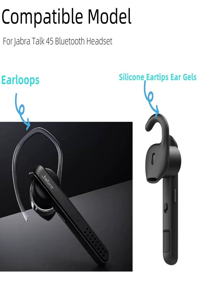 Miayaya Eargels Ear Loops Tips for Jabra Stealth UC Bluetooth Silicone Ear Pieces Compatible for Jabra Talk 45 Bluetooth Headset Accessory Pack Clips Eartips Cover 6pcs in a Box (Black) - Image 2