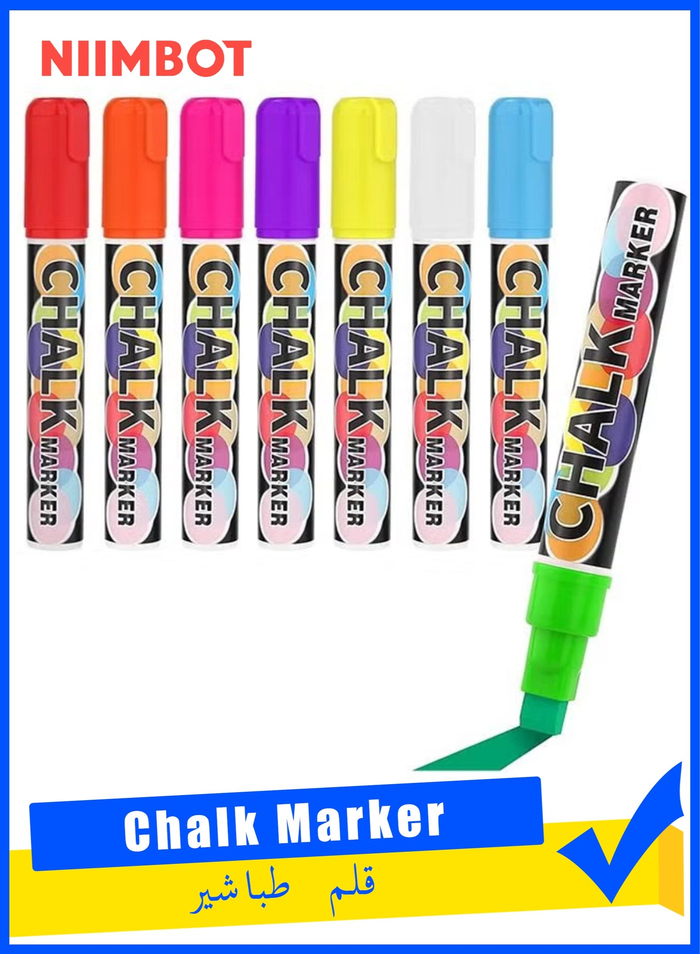 8 Pcs Liquid Erasable Chalk Markers Set, 8 Colors Highlighter Marker Pens for Flashing LED Lighted Board Blackboard Whiteboard Chalkboard Menu Message Board Glass Window