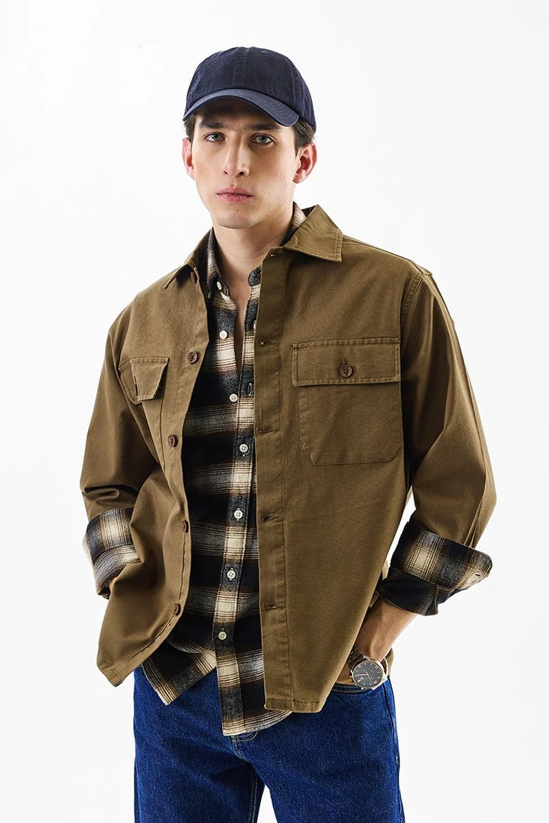 سنيتش قميص فضفاض بجيوب مزدوجة مطاطي