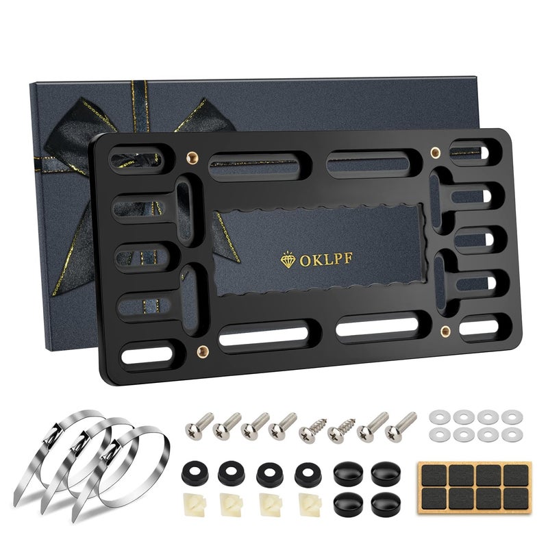 OKLPF No-Drill Front License Plate Mounting Kit - Universal License Plate Bracket Holder for Cars, Trucks & SUVs with Stainless Steel Hardware & Anti-Theft Screws - Image 1