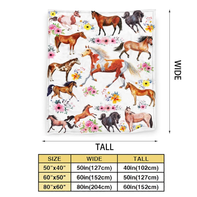 exroozy Horse Blanket Gifts for Girls Women Western Horses Flowers Fleece Flannel Throw Blankets Soft Lightweight Horse Plush Stuffed Animal Florals Throws for Horse Lovers Kids Adults Bed Sofa Decor 50""x40"" - Image 3