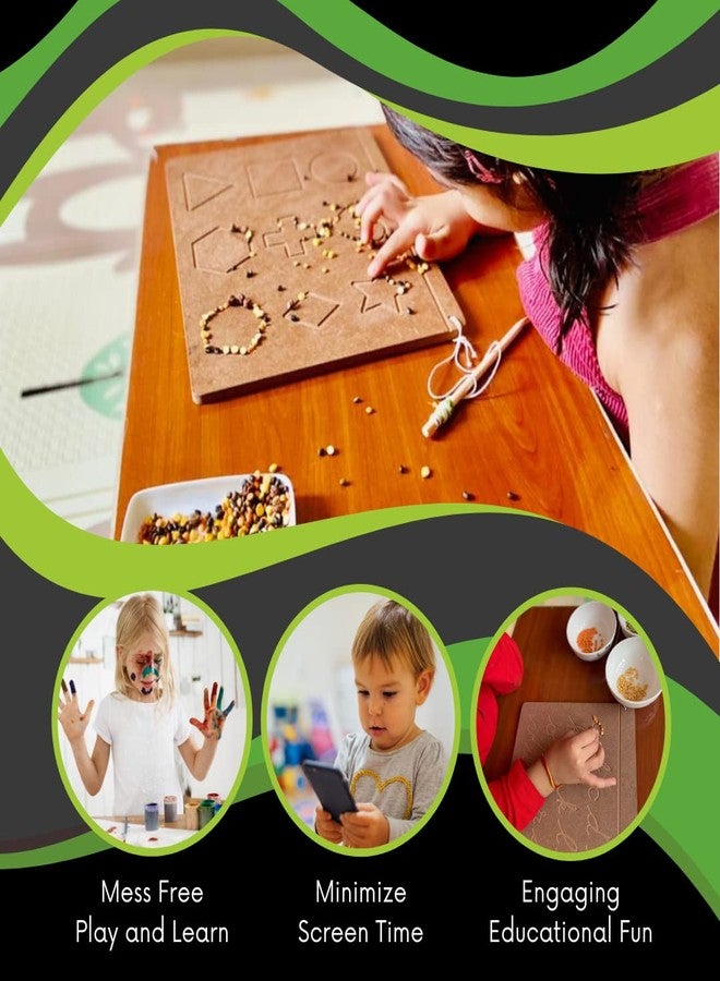 CRYA لوحة تعليمية خشبية للأطفال من CRYA لتعليم الكتابة اليدوية والعد والتعلم على طريقة مونتيسوري | مجموعة قابلة للعكس من لغزين (اللغة الغوجاراتية، واللغة الإنجليزية المتصلة، والأرقام) - Image 4