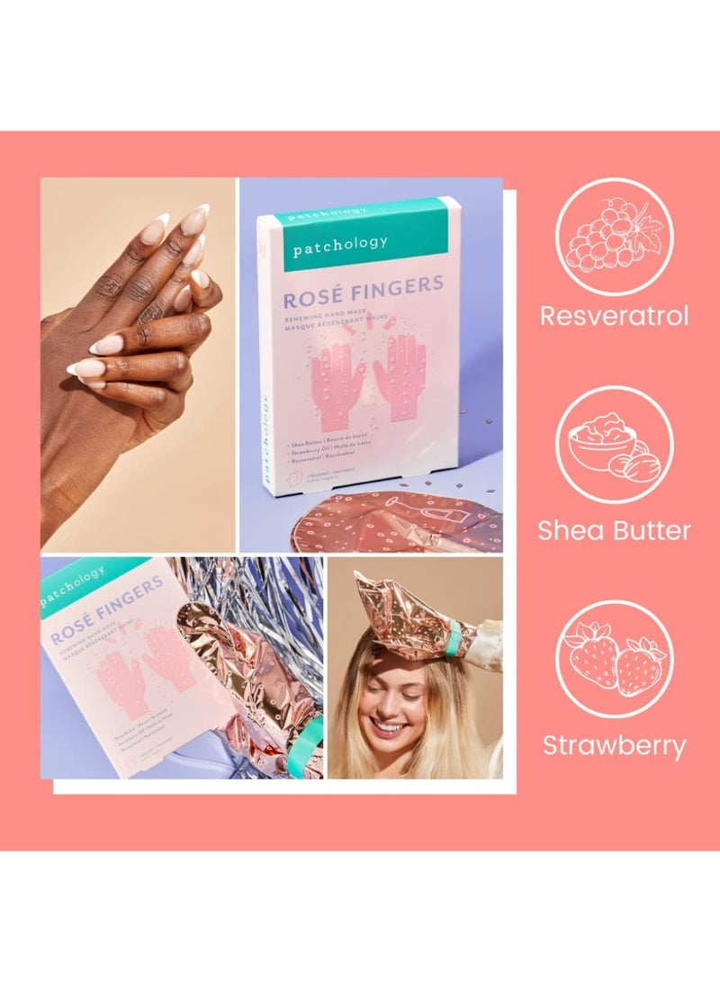 Patchology Serve Chilled Rosé Fingers – Intensive Repair for Dry Cuticles, Shea Butter & Strawberry, Moisturizing Mask for Cracked Skin Relief 1 Pair - Image 4