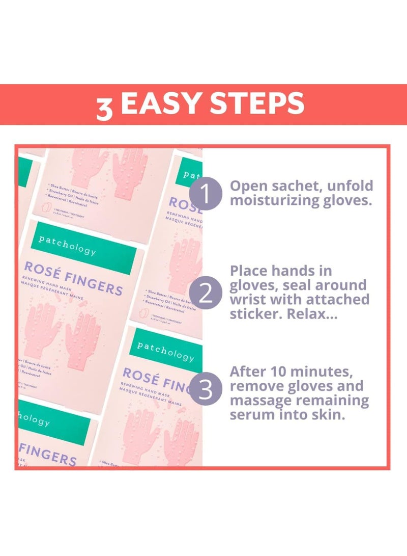 Patchology Serve Chilled Rosé Fingers – Intensive Repair for Dry Cuticles, Shea Butter & Strawberry, Moisturizing Mask for Cracked Skin Relief 1 Pair - Image 5