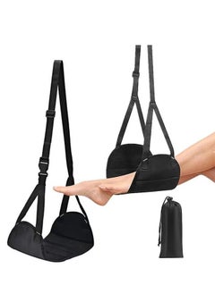 Airplane Footrest, Travel Footrest, Portable Foot Hammock, Airplane Travel Accessories Suitable for Long Flight Bus Train Office Home for Reduce Swelling and Pain(Black)