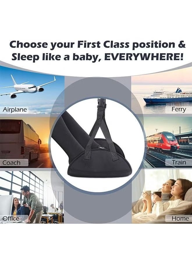 Generic - Airplane Footrest, Travel Footrest, Portable Foot Hammock, Airplane Travel Accessories Suitable for Long Flight Bus Train Office Home for Reduce Swelling and Pain(Black) - Image 1