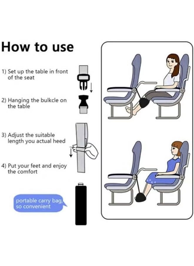 Generic - Airplane Footrest, Travel Footrest, Portable Foot Hammock, Airplane Travel Accessories Suitable for Long Flight Bus Train Office Home for Reduce Swelling and Pain(Black) - Image 1