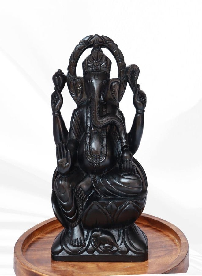 VintageBihar Handcrafted Ganesh murti on Pure Natural Black Stone Perfect Ganesha Idols ganpati Bappa murti Ganesh Idol for Home puja vinayagar Statue for Pooja Room (Black, Height = 3 Inch) - Image 2