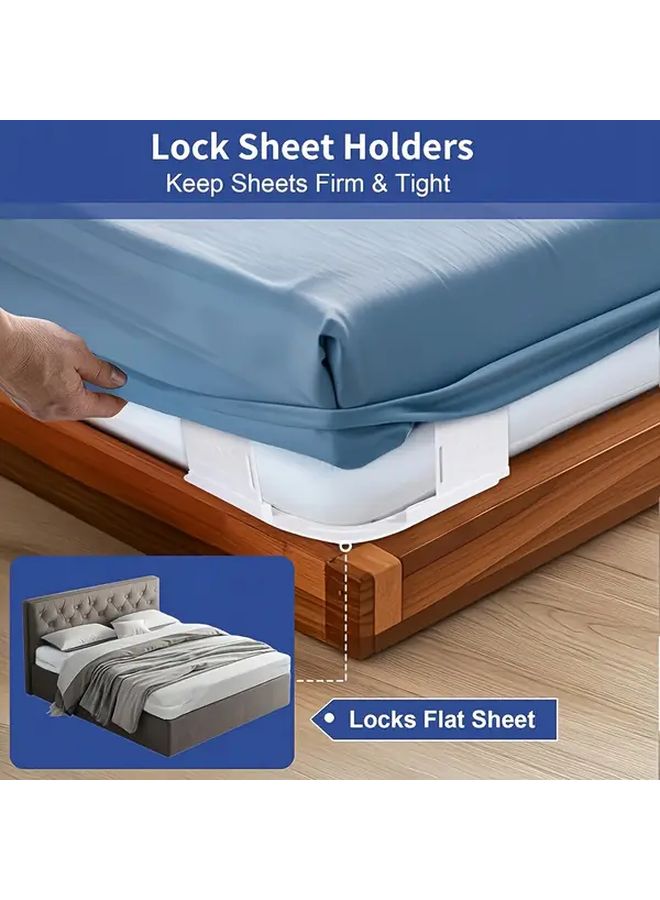 4 Heavy Duty Bed Sheet Holder Non Slip Secure Mattress Strap For All Sizes Easy Installation Keeps Bedding In Place Durable Bed Sheet Clips Dark Grey Suit - Image 3