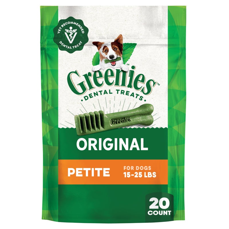 Greenies Veterinarian-Recommended Adult Natural Dental Dog Treats Petite Size, Dog Dental Chews, Original Flavor, 12 oz. Pack, 20 Count - Image 1