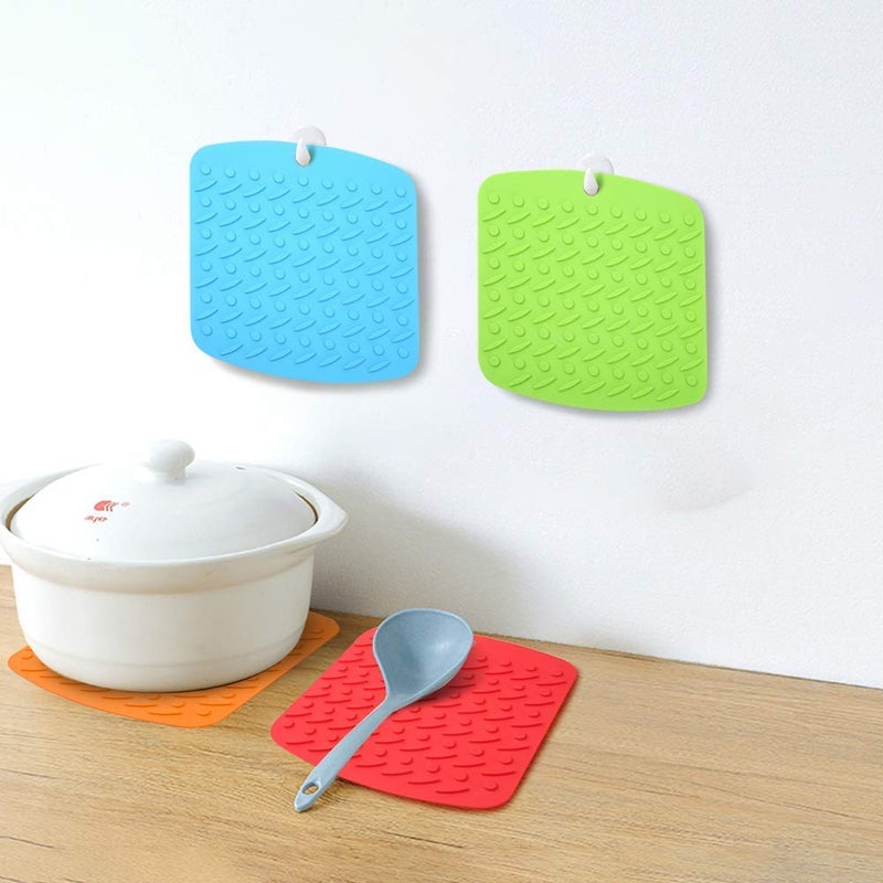 we3 Heat Resistant Silicone Trivet Mats Non-Slip Potholder Hot Pads Pot Holders Spoon Rest & Coasters Kitchen Cooking Tools (Set of 4) - Image 4