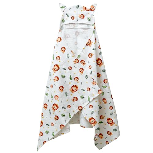 NEW COMERS® 100% Pure Cotton Waffle Hooded Wrapper - Baby Towel for New Born | Big Size 50cm x 26cm | Soft, Safe & Skin-Friendly | Perfect for Newborns 0-5 Years | Breathble Absorbant (Multicolor 4) - Image 1