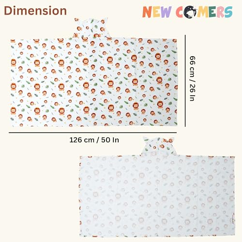 NEW COMERS® 100% Pure Cotton Waffle Hooded Wrapper - Baby Towel for New Born | Big Size 50cm x 26cm | Soft, Safe & Skin-Friendly | Perfect for Newborns 0-5 Years | Breathble Absorbant (Multicolor 4) - Image 5