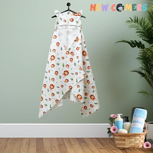 NEW COMERS® 100% Pure Cotton Waffle Hooded Wrapper - Baby Towel for New Born | Big Size 50cm x 26cm | Soft, Safe & Skin-Friendly | Perfect for Newborns 0-5 Years | Breathble Absorbant (Multicolor 4) - Image 3