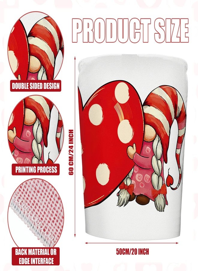 Rtteri 4 Pieces Valentine's Gnome Chair Back Cover Red Polka Dots Love Heart Dining Slipcovers Dining Room Chair Covers Dining Protector Covers for Kitchen Wedding Party Room Decor(Gnome) - Image 3