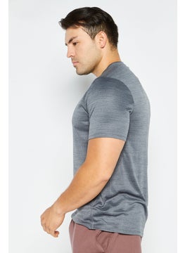 Reebok Men Sportswear Fit Round Neck Short Sleeve Training T Shirt, Grey  - Image 4