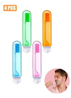 4 Pcs Travel Folding Toothbrush, Soft Bristles Toothbrush Bulk, Good for Sensitive Teeth and Gums