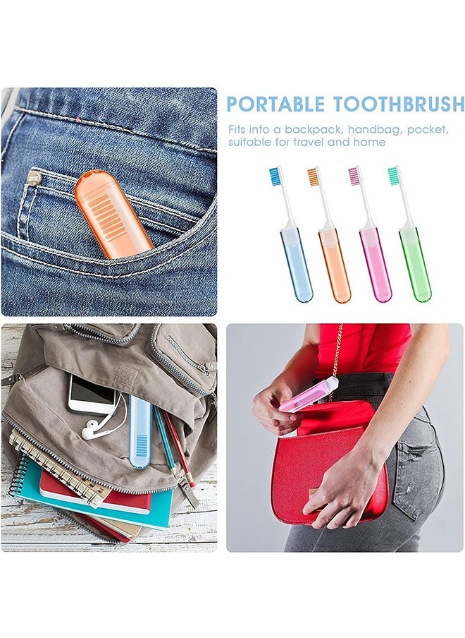 Generic - 4 Pcs Travel Folding Toothbrush, Soft Bristles Toothbrush Bulk, Good for Sensitive Teeth and Gums - Image 1