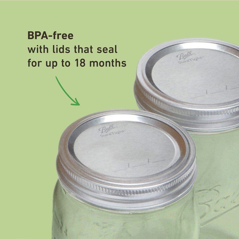 Ball Wide Mouth Glass Mason Jars with Lids and Bands, Used for Canning, Pickling, Juice, Jam, Jelly, Quart Size 32 Ounce (Pack of 8) - Image 4