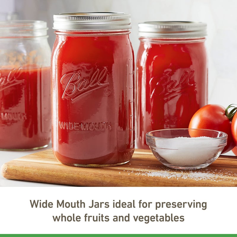 Ball Wide Mouth Glass Mason Jars with Lids and Bands, Used for Canning, Pickling, Juice, Jam, Jelly, Quart Size 32 Ounce (Pack of 8) - Image 3
