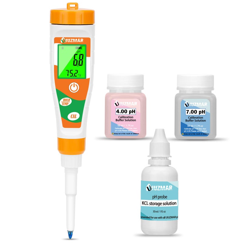 UIUZMAR pH Tester for Food Digital pH Meter for Sourdough Starter and Dough Spear Sensor Food pH Kit Works for Fermented Sausages Cheese Sushi Rice Canned Jam Soapmaking and Other Solid Semi-Solid - Image 1