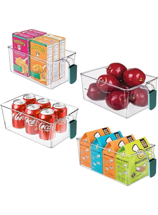 IAF Set of 4 Refrigerator Organizer Bins, Clear Plastic Kitchen Organizer Food Storage Containers with Handles, Holds Fruit & Vegetables, Fridge Storage Box - BPA Free - Image 1