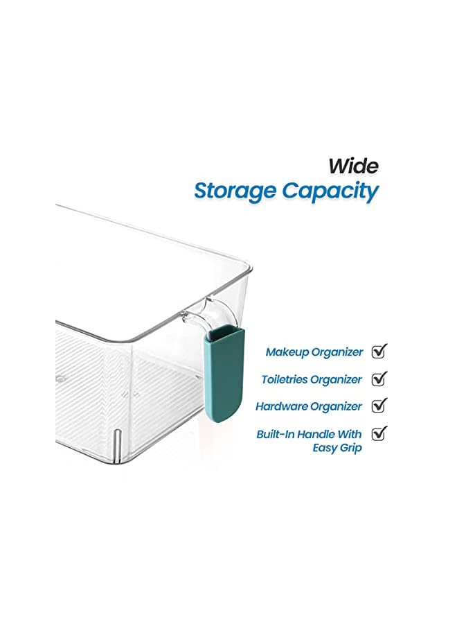 IAF Set of 4 Refrigerator Organizer Bins, Clear Plastic Kitchen Organizer Food Storage Containers with Handles, Holds Fruit & Vegetables, Fridge Storage Box - BPA Free - Image 3