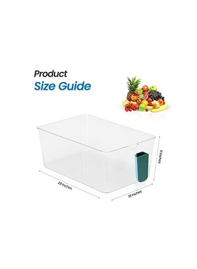 IAF Set of 4 Refrigerator Organizer Bins, Clear Plastic Kitchen Organizer Food Storage Containers with Handles, Holds Fruit & Vegetables, Fridge Storage Box - BPA Free - Image 2