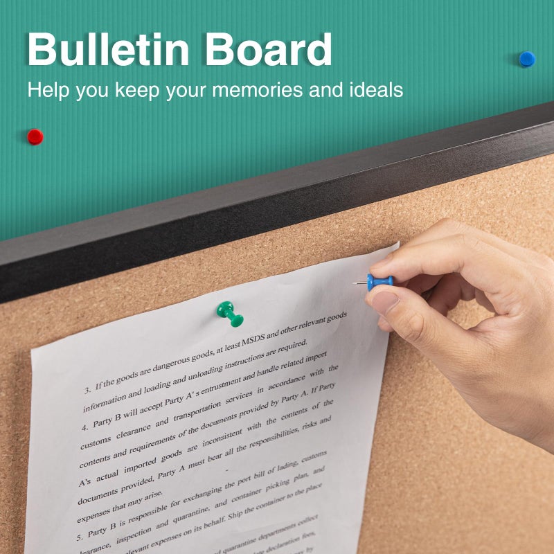 OWLKELA 24'' x 36'' Cork Board Bulletin Board, Black Framed Corkboard, Black Oak Frame Corkboard, Vision Board and Decorative Hanging Pin Board - Image 5