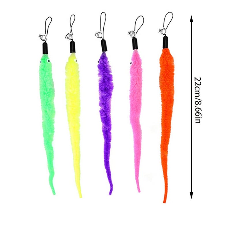 KuuGuu 24 PCS Cat Worm Toy Replacement Teaser with Bell Refills Indoor Cat's Interactive Wand and Catch Wand Soft Squiggly Worm Teaser Refills Attachment Interactive Catch Toy Accessories ï¼ˆ6 Colorï¼‰ - Image 2