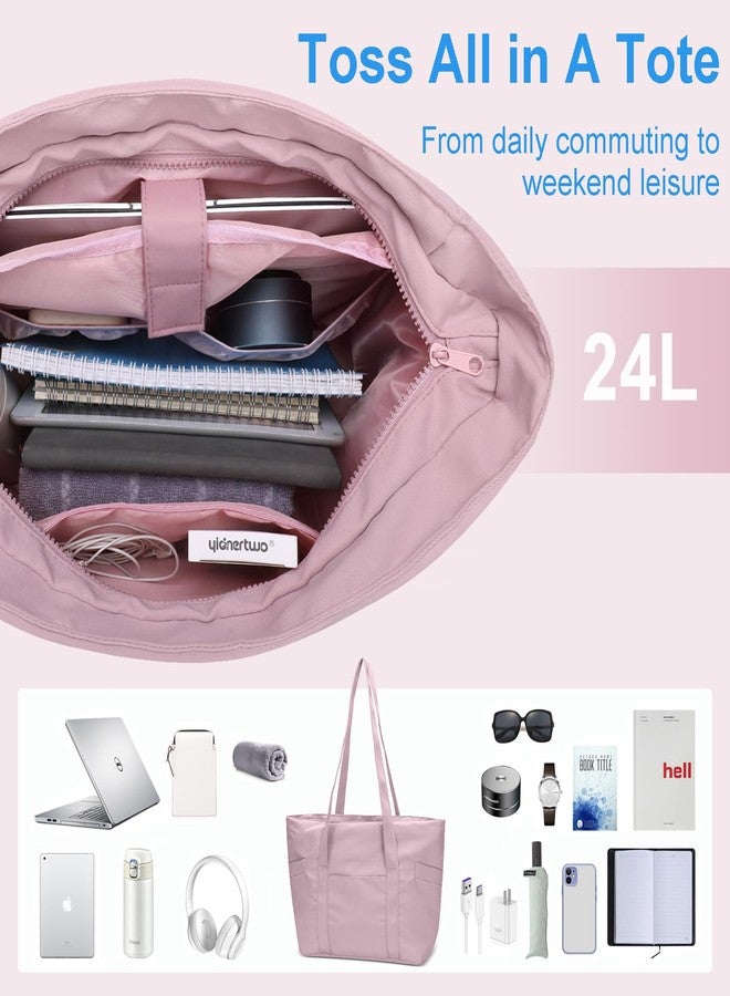 CTWWFS Tote Bag for Women, Travel Essentials Large Tote Bag with Zipper, Top Handle Handbag for Travel, Work (Pink) - Image 4