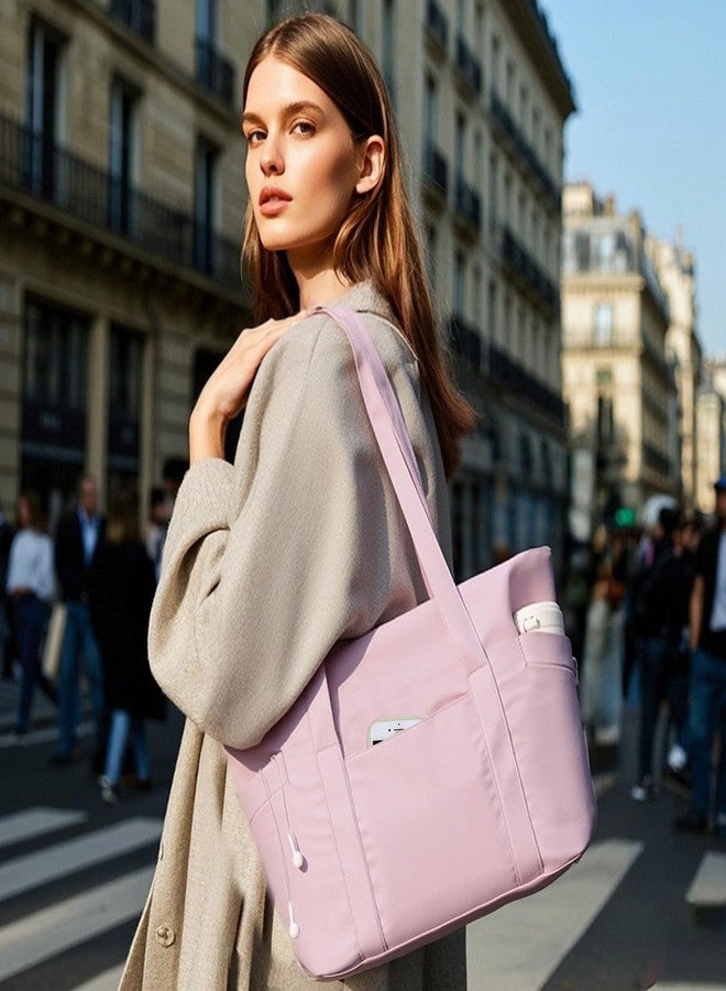 CTWWFS Tote Bag for Women, Travel Essentials Large Tote Bag with Zipper, Top Handle Handbag for Travel, Work (Pink) - Image 2