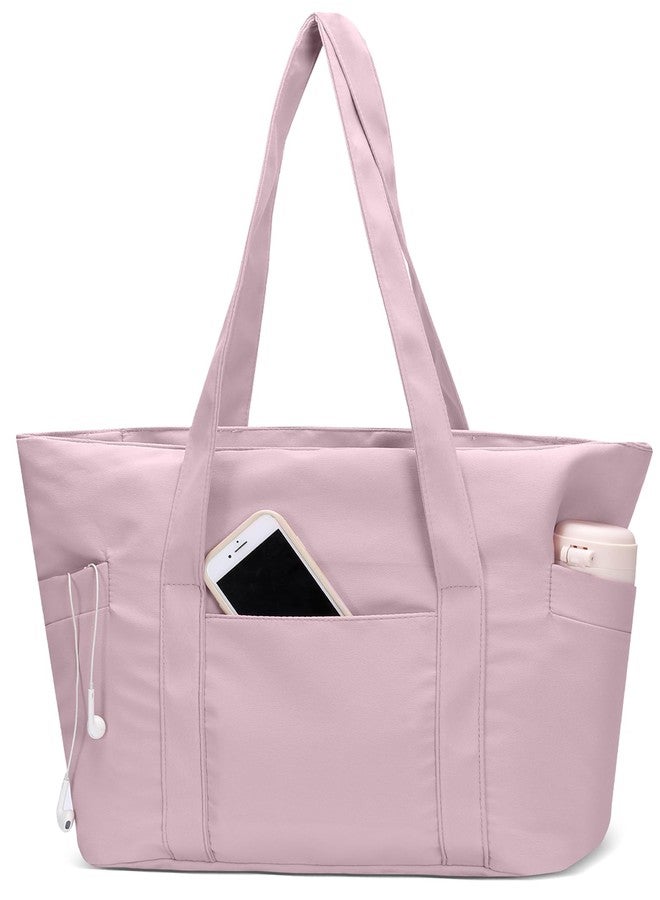 CTWWFS Tote Bag for Women, Travel Essentials Large Tote Bag with Zipper, Top Handle Handbag for Travel, Work (Pink) - Image 1