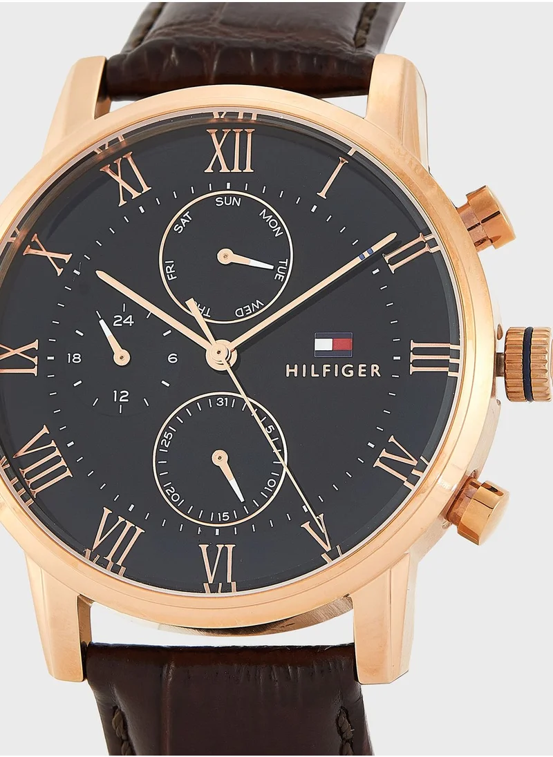TOMMY HILFIGER Leather Strap Chronograph Watch
