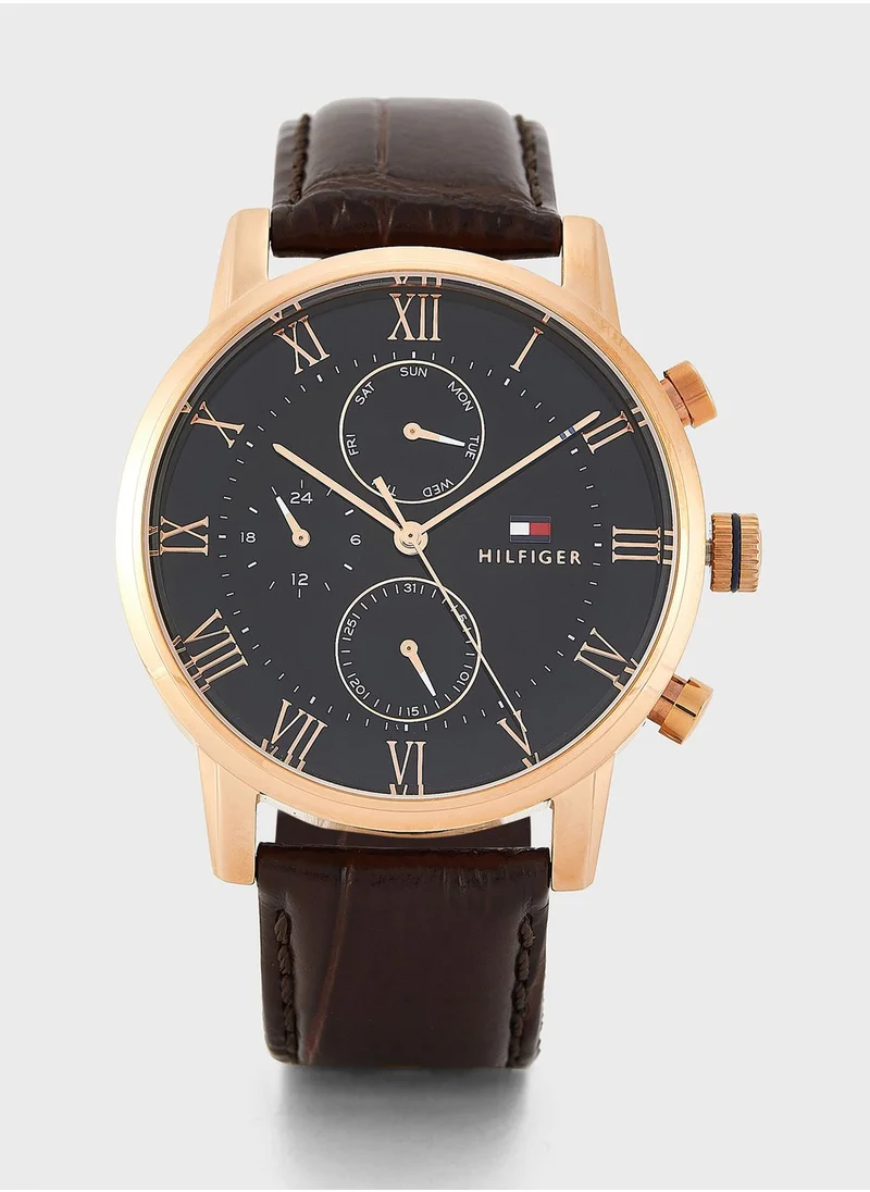 TOMMY HILFIGER Leather Strap Chronograph Watch
