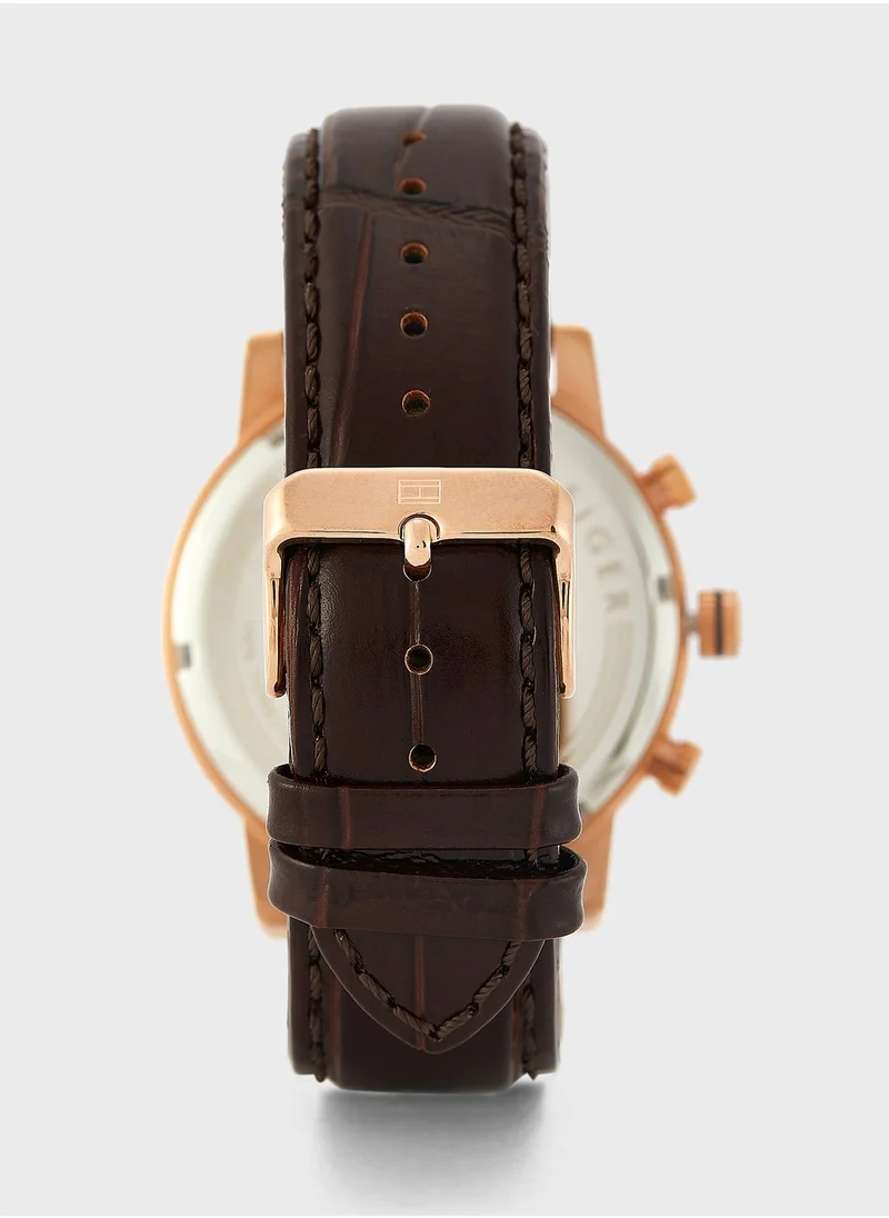 TOMMY HILFIGER Leather Strap Chronograph Watch