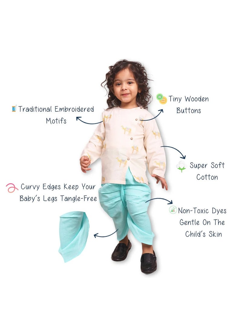 بولكاتوتس بلوزة أنجراكا مطرزة باللون الجمل بأكمام طويلة من Polka Tots مع دوتي - كريمي (12 شهرًا - 18 شهرًا)  - Image 5