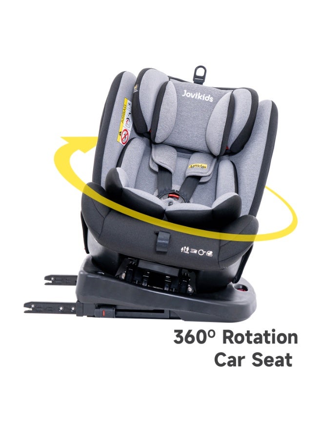 جوفيكيدز Jovikids Angel Safety Baby Car Seat with Isofix and Top Tether, 360 Degree Swivel Child Seat, Rotating Carseat for Group 0/1/2/3, 0-12 Years Old, ECE R44/04, Black - Image 1