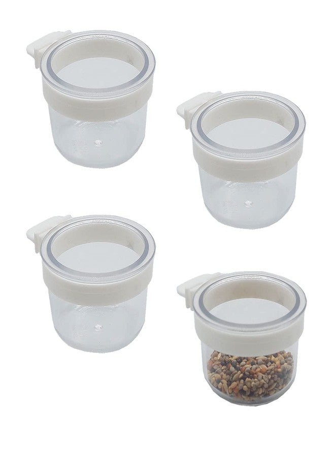 FOIBURELY 4 pcs Detachable Transparent Bowls for Canary Finch Parrot Seed Water Feeder - Image 1