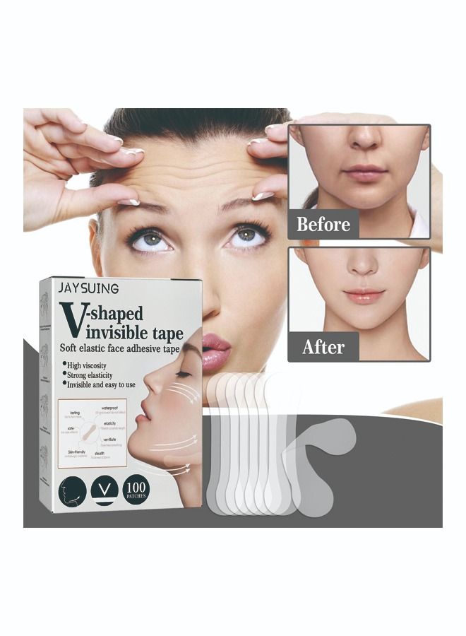 جايسوينغ شريط شد الوجه ، 100 قطعة شريط وجه رفيع للغاية وغير مرئي لشد الوجه والرقبة والعين بشكل فوري ، وشريط وجه قابل للتنفس ومضاد للحساسية - Image 1