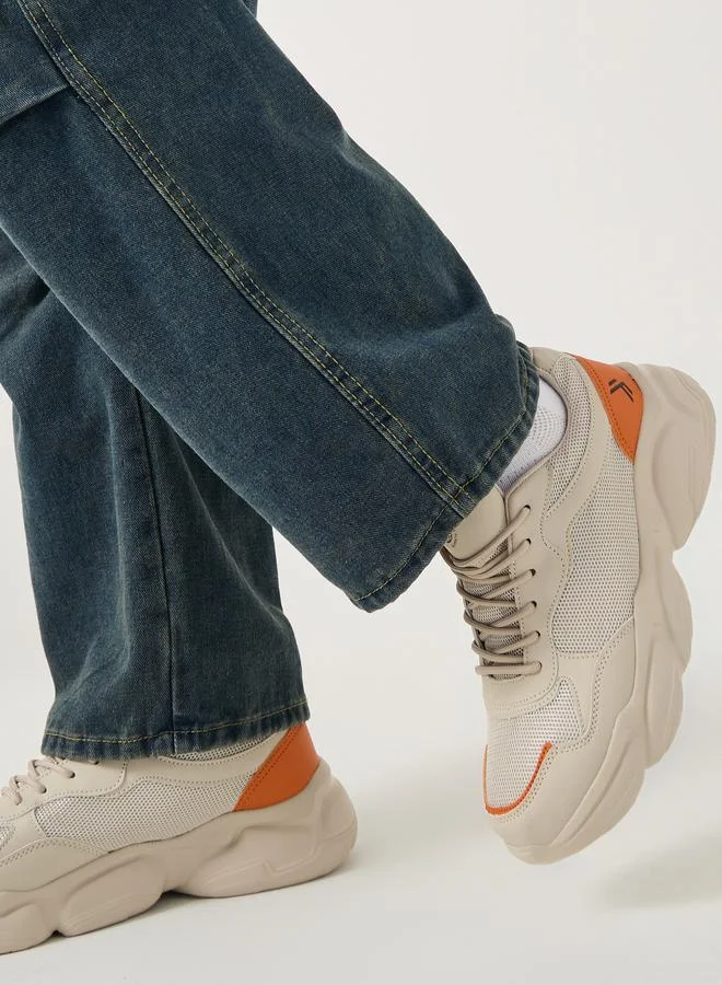 Styli Styli Contrast Panel Chunky Sole Lace Up Sneakers