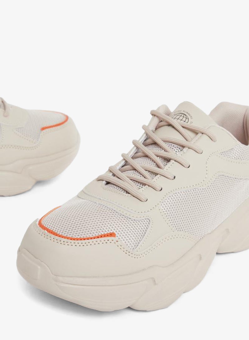ستايلي اكتيف حذاء رياضي برباط ونعل سميك ولوحة متباينة اللون - Image 4