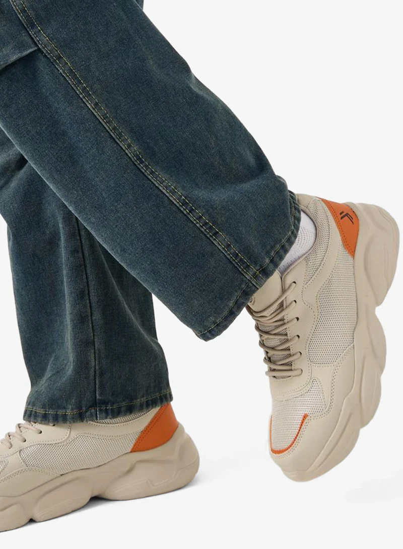 Styli Active Contrast Panel Chunky Sole Lace Up Sneakers