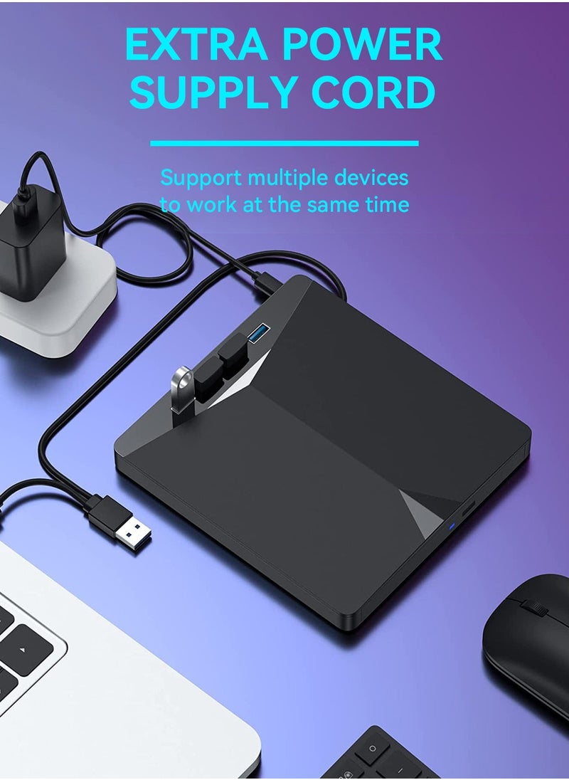 LEOKOR - External CD DVD Drive,7 in 1 USB 3.0 DVD Player Portable CD/DVD Burner,CD ROM External DVD Drive for Laptop Compatible with Laptop Desktop PC Windows 11/10/8/7 Linux Mac OS - Image 1