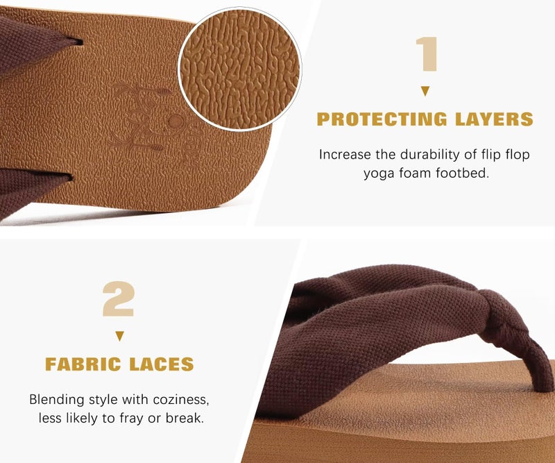 KuaiLu Flip Flops Women Arch Support Yoga Mat Comfortable Summer Beach Walking Thong Cushion Sandals Slip on Outfits Travel Essentials Orthotic Slides Indoor Outdoor Slippers Shoes Brown Khaki Size 8 - Image 5